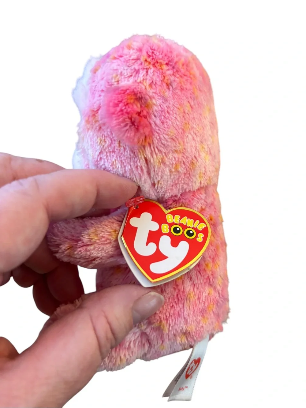 Ty Beanie Boos Ruby Pink Monkey Plush Glitter Eyes w/ Tags EUC